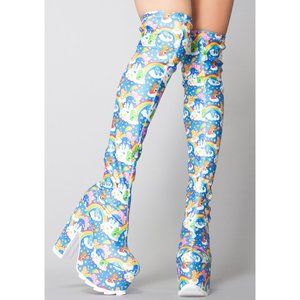 YRU Shoes Yru X Care Bears Labyrinth Platform Thigh High Boots